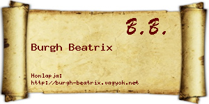 Burgh Beatrix névjegykártya